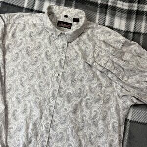 Rafter C Shirt Mens L Long Sleeve White Paisley Button Western Cowboy